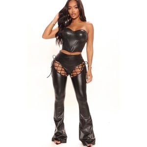 Faux leather Tie pants